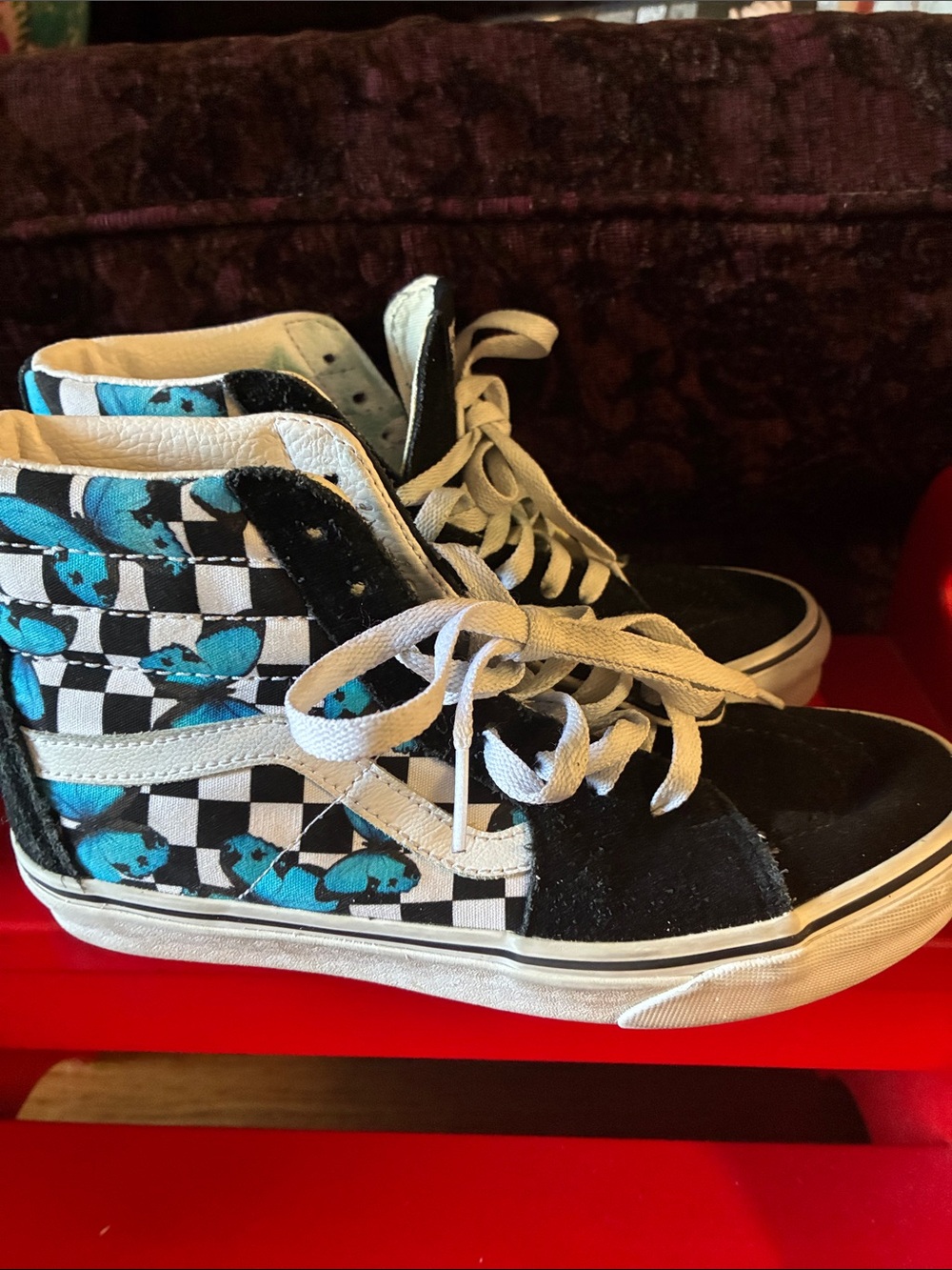Vans High-Top butterfly Checkerboard Sneakers size 7 1/2 womens